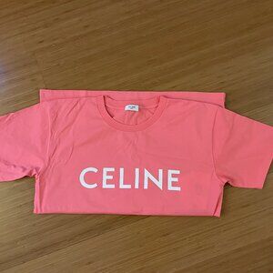 NEW LOOSE CELINE T-SHIRT IN COTTON JERSEY PINK FLAMINGO Small